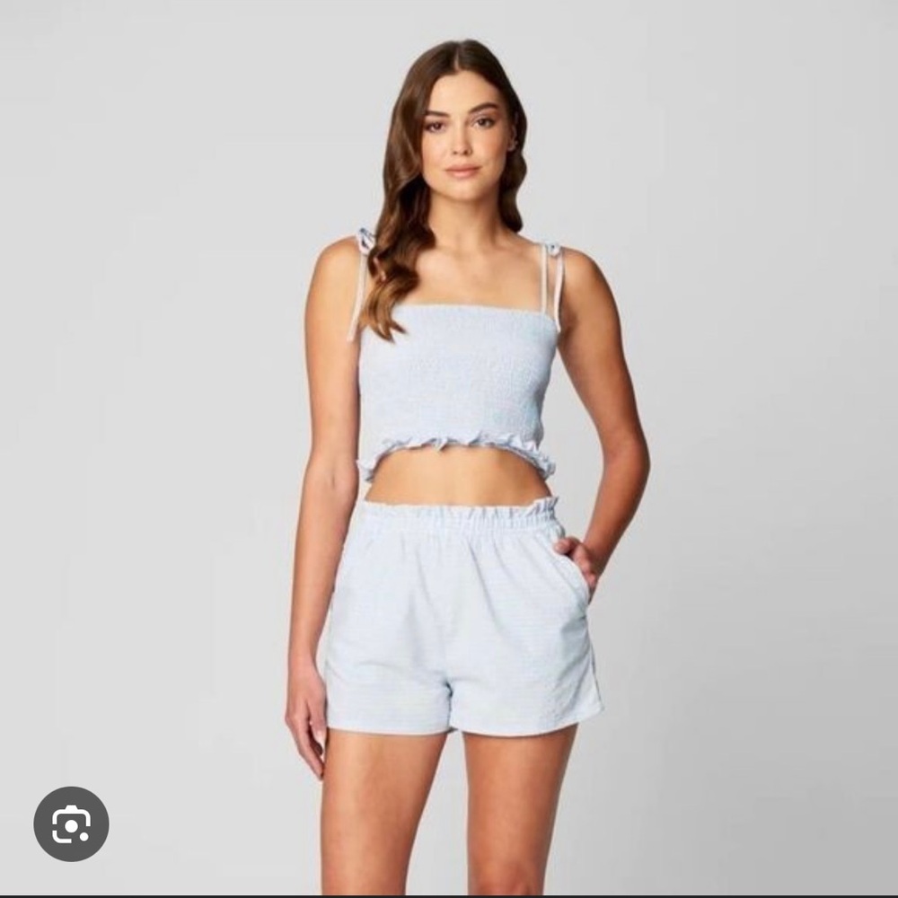 Blank NYC Light Blue & Lavender Gingham matching summer set